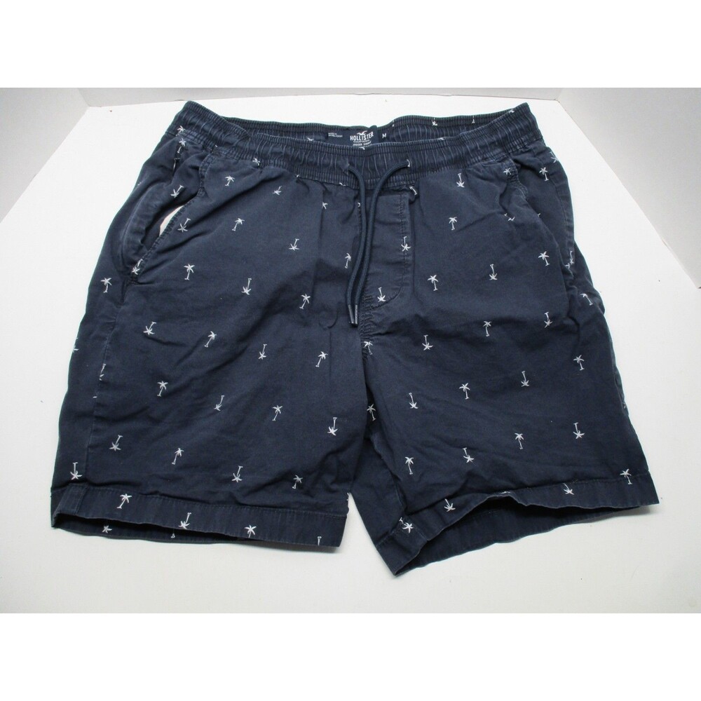 Hollister sz M Jogger Short 7" Epic Flex Navy Blue with Palm Trees Stretchy